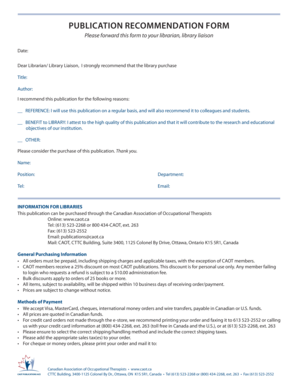 Publication Recommendation Form
