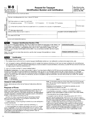 IRS Form W-9 Request for Taxpayer Identification Number and Certification