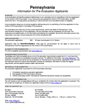 Pennsylvania CPA Pre-Evaluation Application