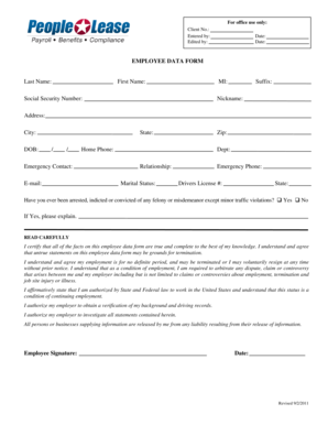 Employee Data Form