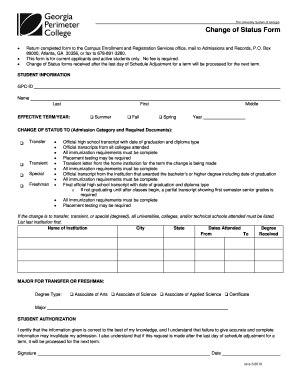 University System of Georgia Change of Status Form