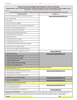 Peralta Community College District Benefits Enrollment Form
