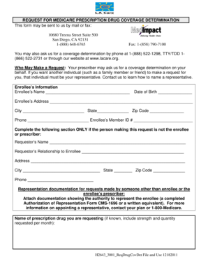 Medicare Prescription Drug Coverage Determination Form