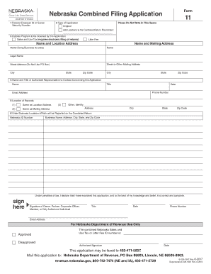 Nebraska Combined Filing Application