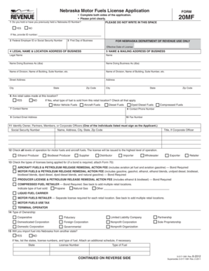 Nebraska Motor Fuels License Application