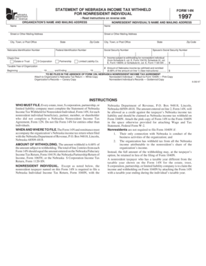 Nebraska Income Tax Withheld Form 14N