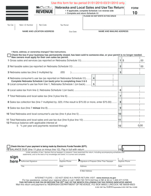 Nebraska Sales and Use Tax Return Form
