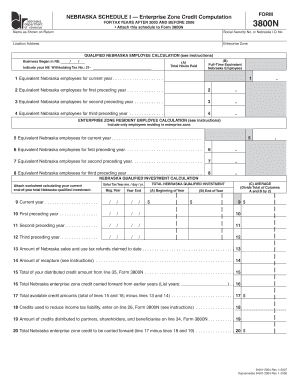 Nebraska Enterprise Zone Credit Computation Form