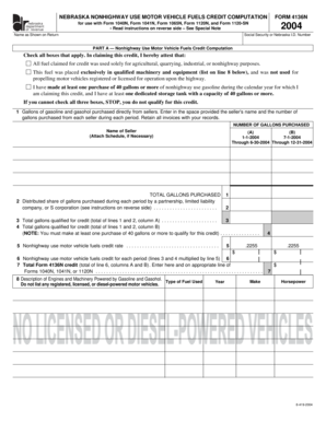 Nebraska Nonhighway Use Motor Vehicle Fuels Credit Form 4136N