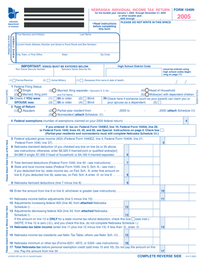 Nebraska Individual Income Tax Return Form 1040N