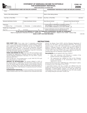 Nebraska Income Tax Withheld Form 14N
