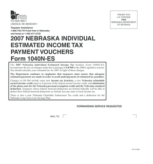 2007 Nebraska Individual Estimated Income Tax Payment Voucher