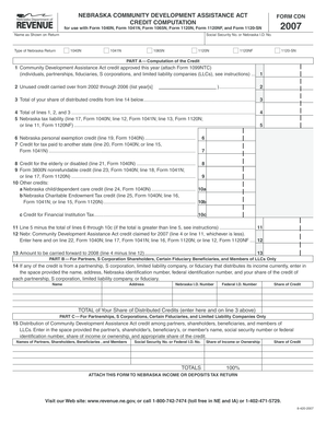 Nebraska Community Development Assistance Act Form CDN