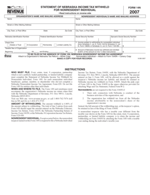Nebraska Income Tax Withheld Form 14N