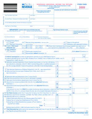 Nebraska Individual Income Tax Return Form 1040N