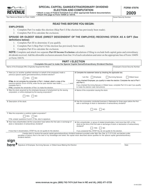 Nebraska Special Capital Gains/Extraordinary Dividend Form 4797N