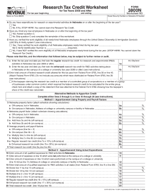 Nebraska Research Tax Credit Worksheet