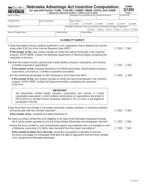 Nebraska Advantage Act Incentive Computation Form