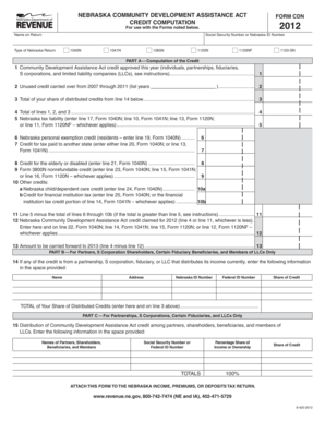 Nebraska Community Development Assistance Act Credit Form CDN