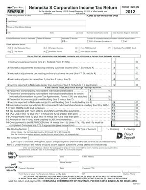 Nebraska S Corporation Income Tax Return Form 1120-SN