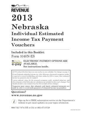 Nebraska Individual Estimated Income Tax Payment Vouchers
