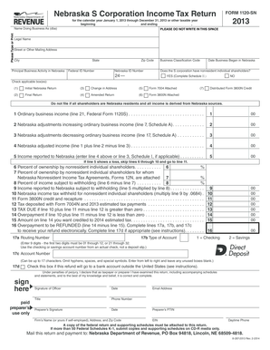Nebraska S Corporation Income Tax Return Form 1120-SN
