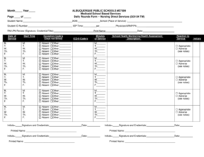 Medicaid School Based Services Daily Rounds Form