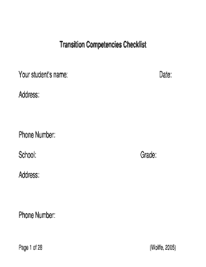 Transition Competencies Checklist