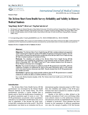 The 36-Item Short Form Health Survey: Reliability and Validity in ... - medsci