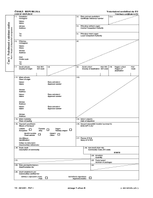 Czech Republic Veterinary Certificate to EU