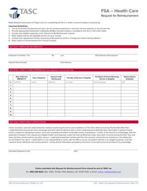 FSA Health Care Reimbursement Form