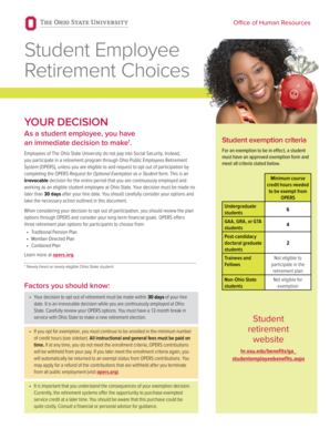 OPERS Request for Optional Exemption as a Student