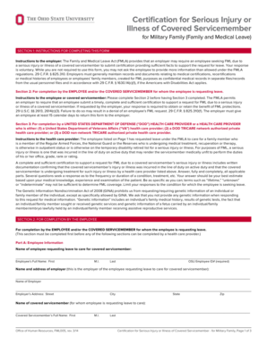 Certification for Serious Injury or Illness of Covered Servicemember