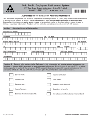 Ohio Authorization for Release of Account Information