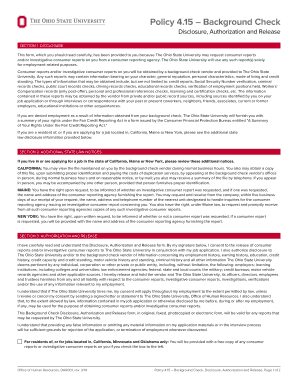 Ohio State University Background Check Form
