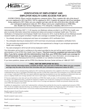 Verification of Employment and Employer Health Care Access for 2013