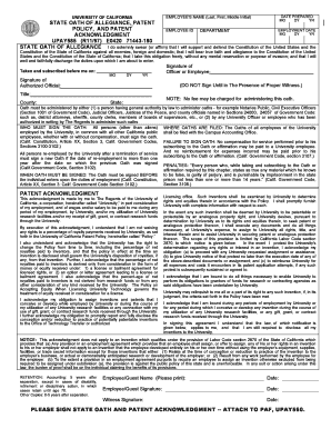 University of California Patent Policy and Oath of Allegiance