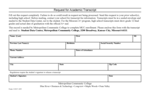 Academic Transcript Request Form