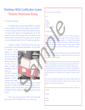 Workforce Skills Certification System Worksite Performance Rating