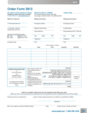 CASAS Order Form 2012