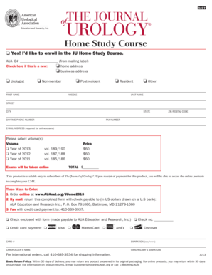Journal of Urology Home Study Course Enrollment Form