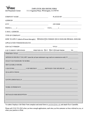 Employer Job Order Form