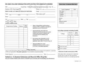 De Anza College Graduation Application for Associate Degree