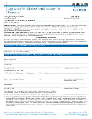 Texas Pollution Control Property Tax Exemption Application