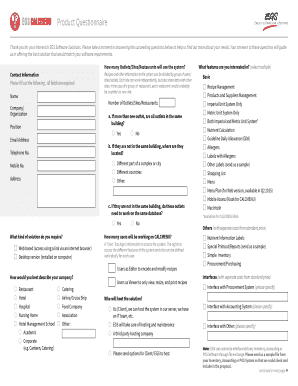 Simple catering contract template - Product uestionnaire - bdocumentsbbegb-bsoftwarebbcomb