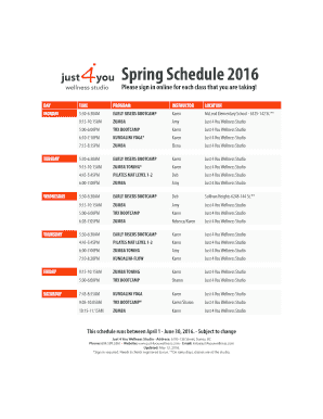 Just 4 you fitness pdf schedule and rates - Just for You Wellness Studio