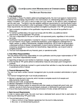 Memorandum of Understanding Form (pdf) - Rotary District 6890 ... - foundation rotary6890