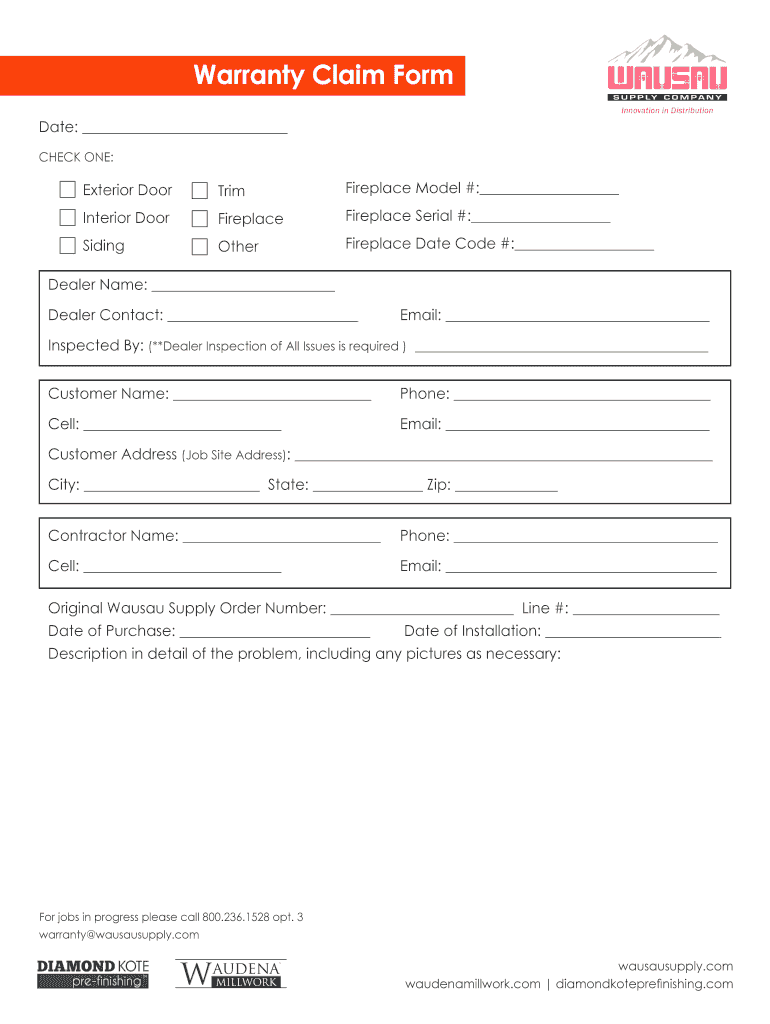 Fillable Online Warranty bClaim Formb - Diamond Kote Fax Email Print ...