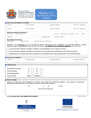 Corvera de Asturias School Enrollment Form