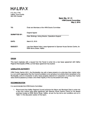 Less than Market Value Lease Agreement to Spencer House Seniors Centre for 5596 Morris Street Halifax - Grants Committee - May 2 2016 - halifax